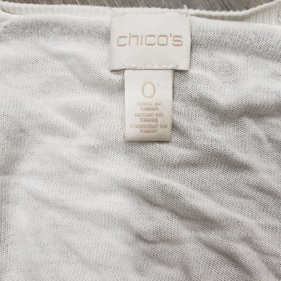 Chico's Open Front Cropped Cardigan Sweater Sz 0 S White Rayon - Picture 5 of 6